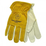 Split Cowhide Impact Palm Drivers Gloves, M, White/Gold