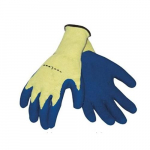 Premium String Knit Latex Dipped Gloves, L, Yellow/Blue