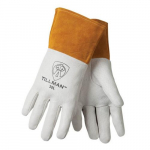 Pigskin Unlined TIG Welders Gloves, Pearl/Gold, Large