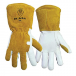 Cowhide Fleece Lined Welding Gloves, Large, Yellow/White