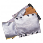 Aluminized Welding Gloves, Gauntlet Cuff, Silver/Brown