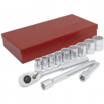 3/8" Driver Socket Set with Extensions, SAE