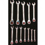 SAE Combination Ratcheting Wrench Set in EVA Tray
