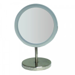 Round Led 5x Magnified Mirror, Brushed Nickel